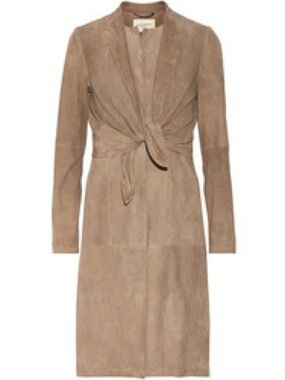 HALSTON Heritage Knot Front Suede Coat Size S